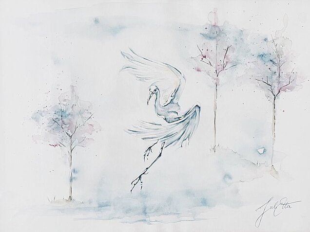 Kranich in Aquarell